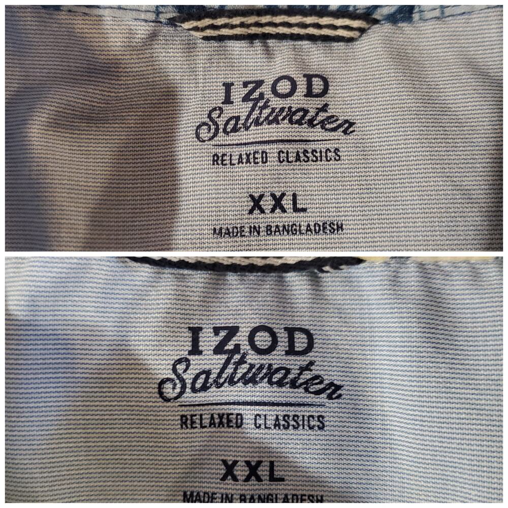 Izod Saltwater Mens Lot of 2 Casual Button Down Polo Shirts Size XXL Tropical - Picture 9 of 13